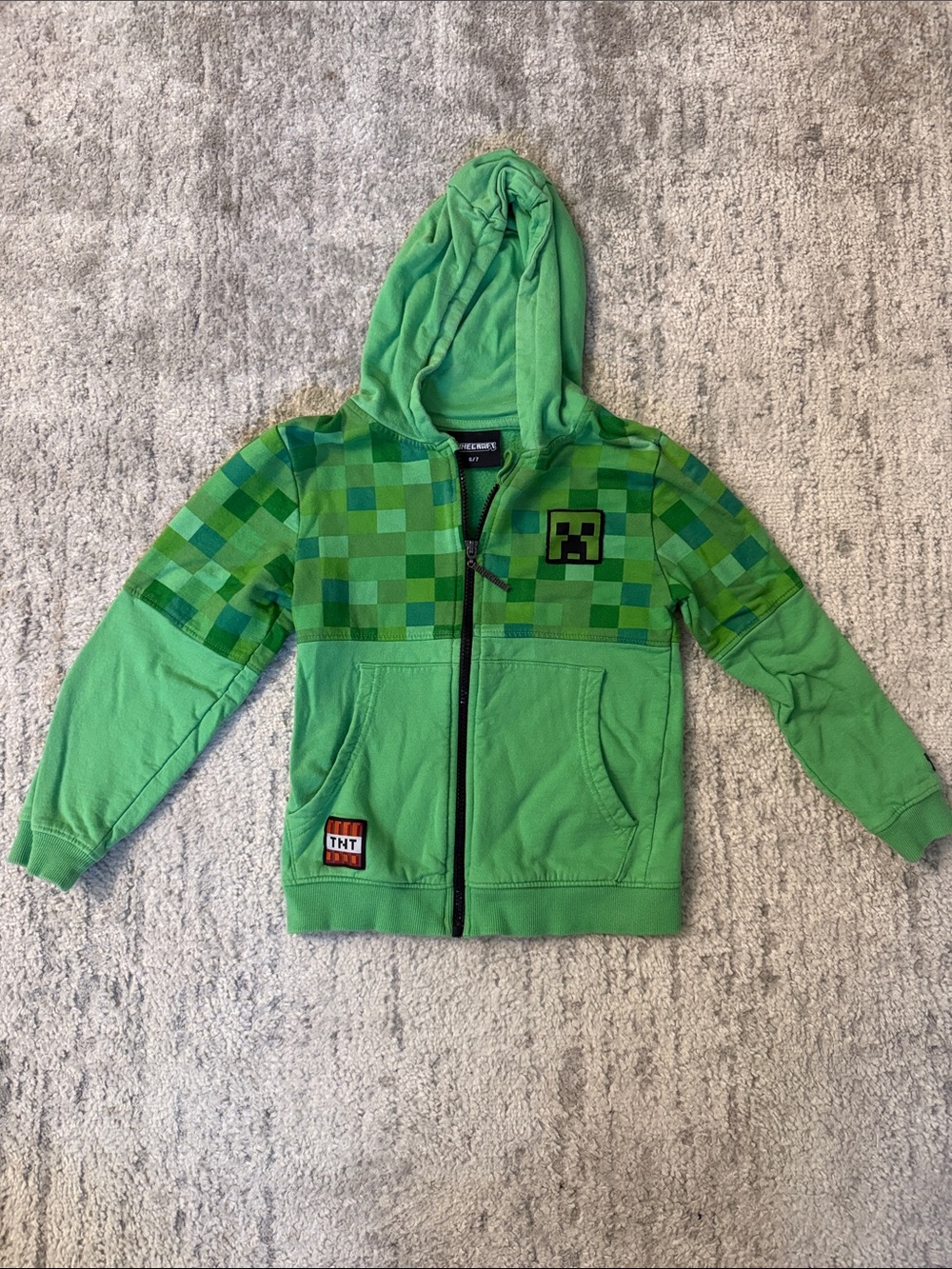 Minecraft Kids Green Creeper Zip-Up Hoodie